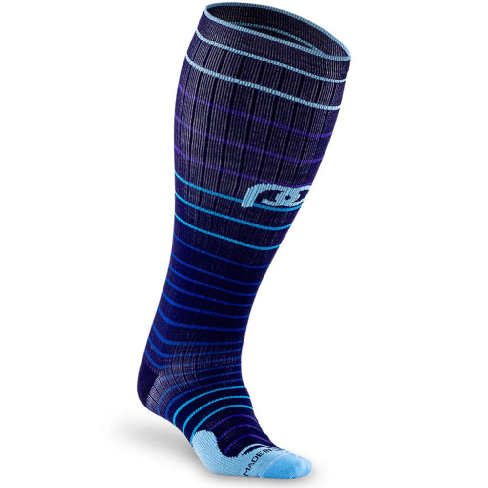 Marathon Wide-Calf, Navy Blue Lines - ProCompression - The Track and Field Store