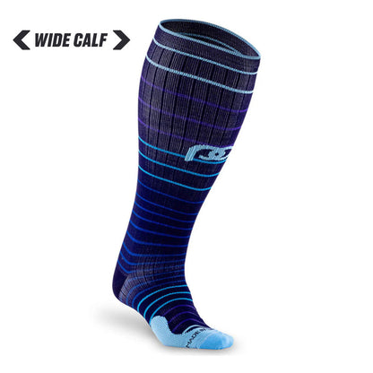 Marathon Wide-Calf, Navy Blue Lines - ProCompression - The Track and Field Store