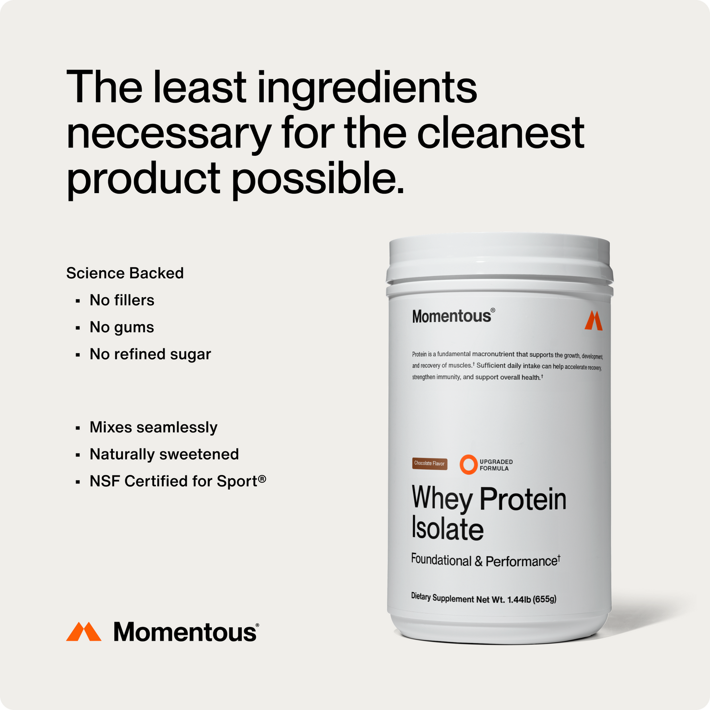 Grass-Fed Whey Protein Isolate Powder - Momentous - The Track and Field Store