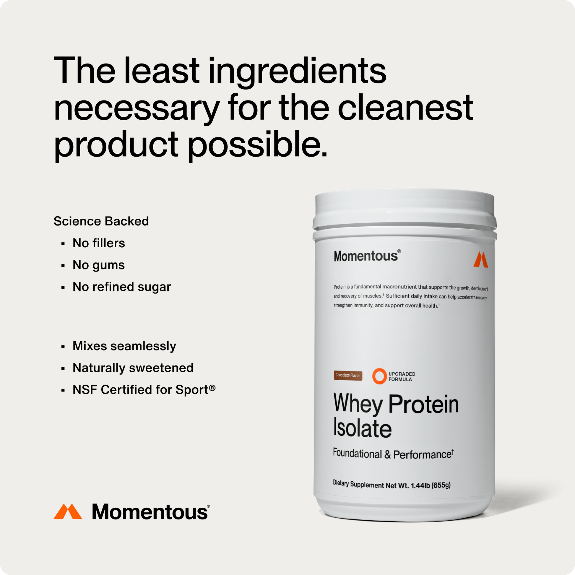 Grass-Fed Whey Protein Isolate Powder - Momentous - The Track and Field Store