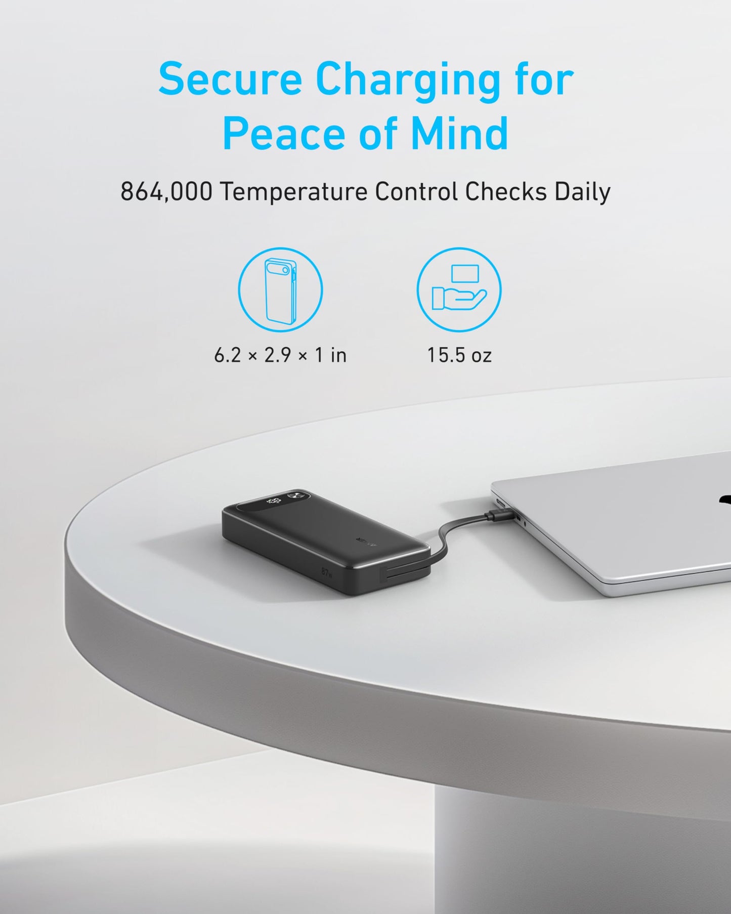 Anker Power Bank (20K, 87W, Built-In USB-C Cable) Anker