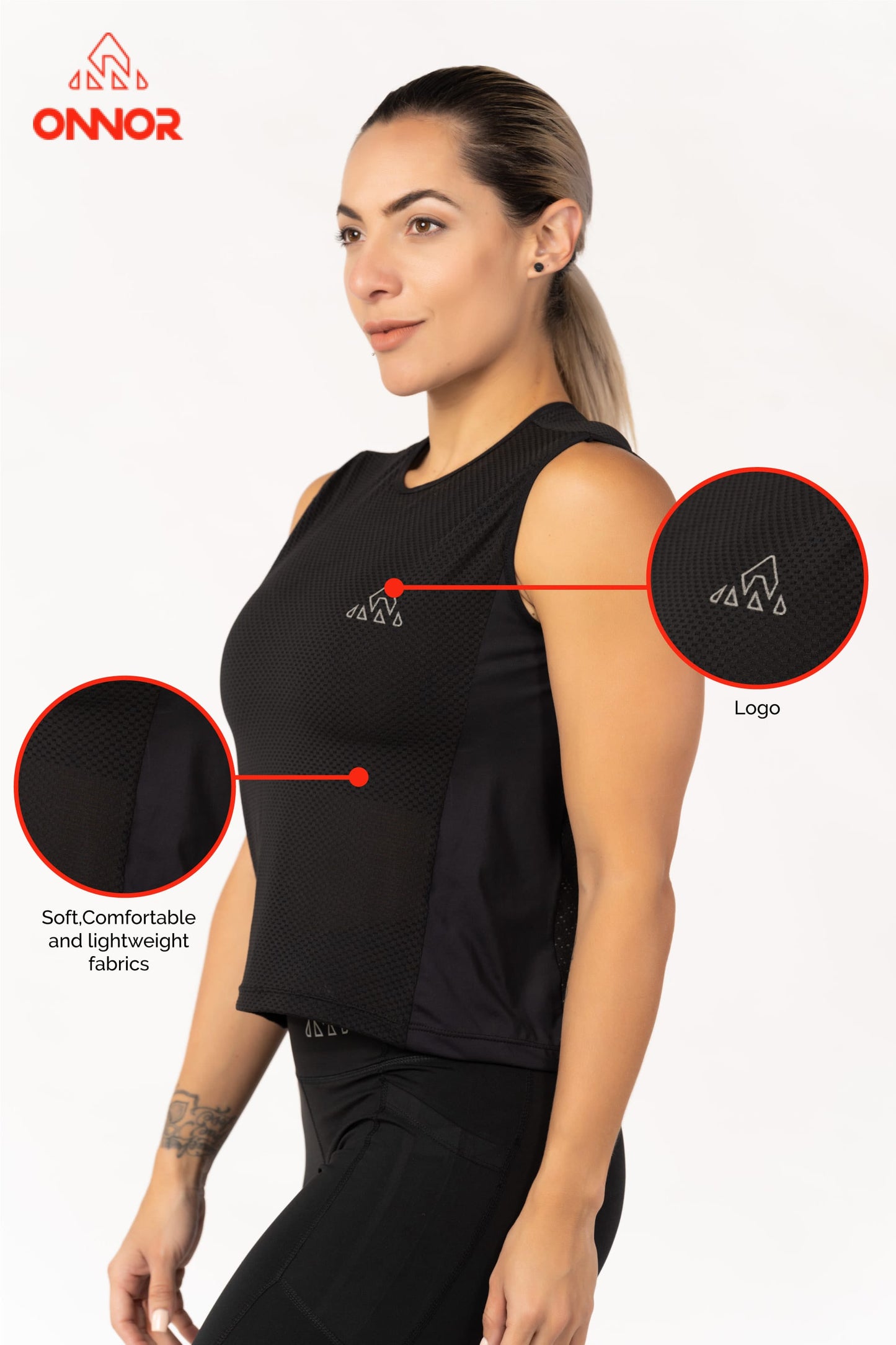 Women's Black Pro Running Base Layer - ONNOR