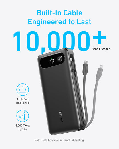 Anker Power Bank (20K, 87W, Built-In USB-C Cable) Anker