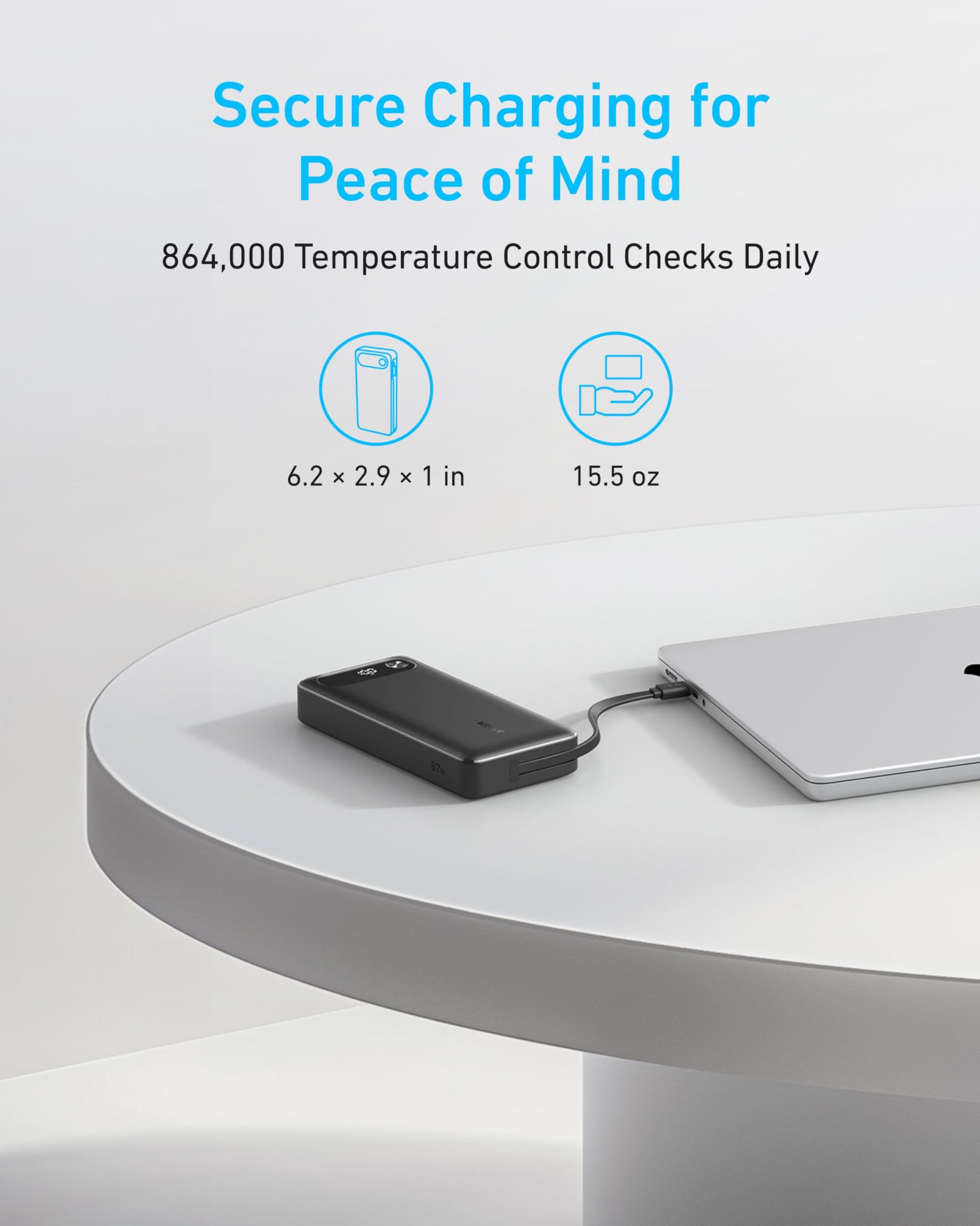Anker Power Bank (20K, 87W, Built-In USB-C Cable) Anker