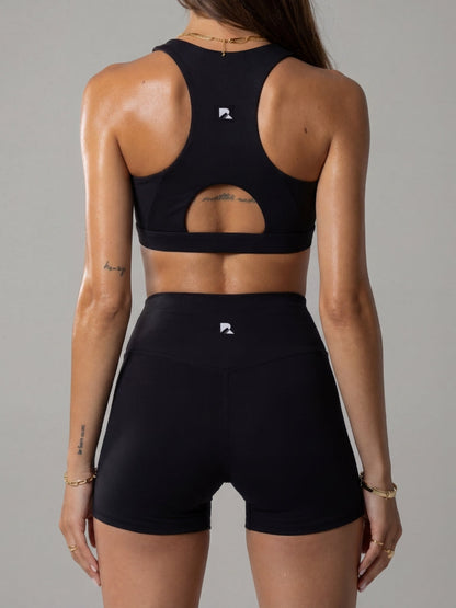 Women's Heart Neckline Sports Bra - Black | LuxeForm Strong Support