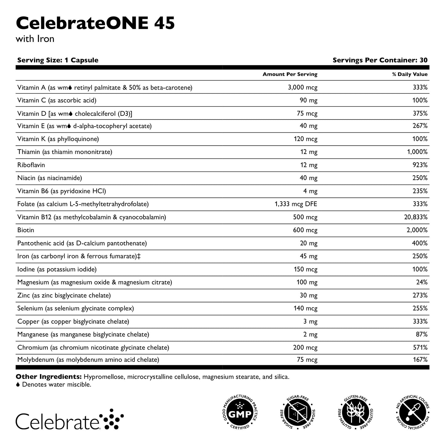 CelebrateONE 45 Once Daily Bariatric Multivitamin Capsule With Iron