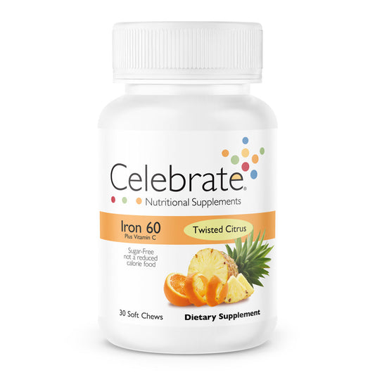 Iron 60 mg  + Vitamin C Soft Chews, Twisted Citrus - Celebrate Vitamins Celebrate Vitamins
