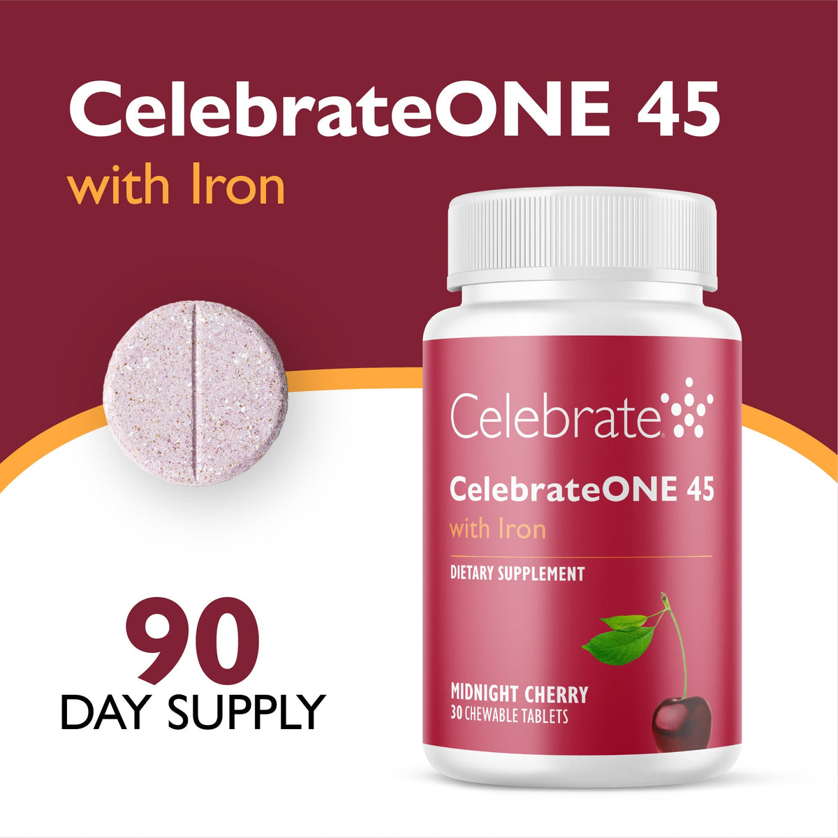 CelebrateONE 45 Once Daily Bariatric Chewable Multivitamin with Iron