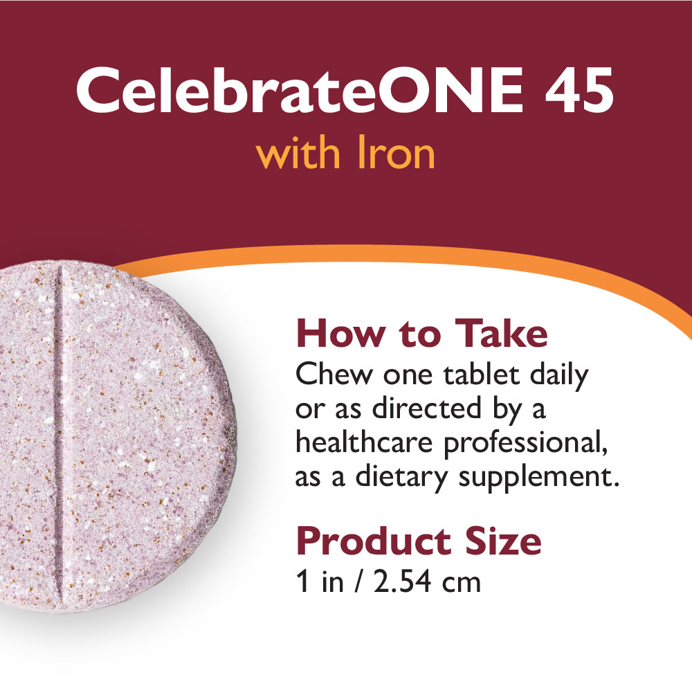 CelebrateONE 45 Once Daily Bariatric Chewable Multivitamin with Iron