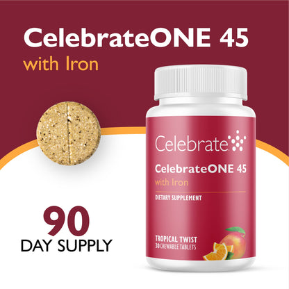 CelebrateONE 45 Once Daily Bariatric Chewable Multivitamin with Iron