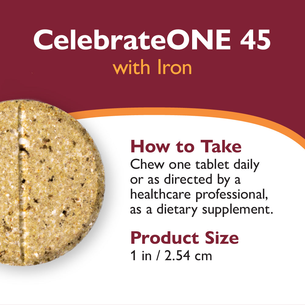 CelebrateONE 45 Once Daily Bariatric Chewable Multivitamin with Iron