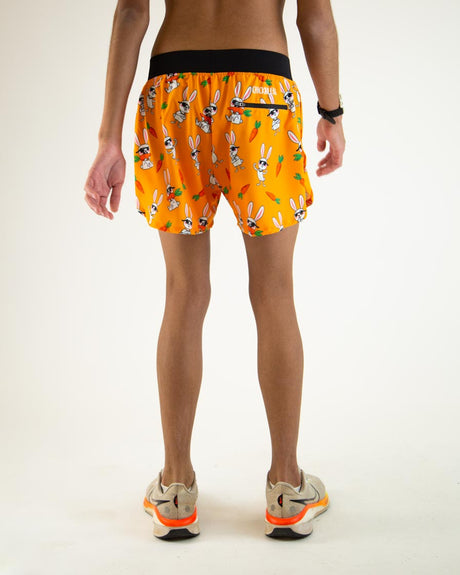 Men's Bad Bunny 4" Half Split Shorts (Orange) - ChicknLegs