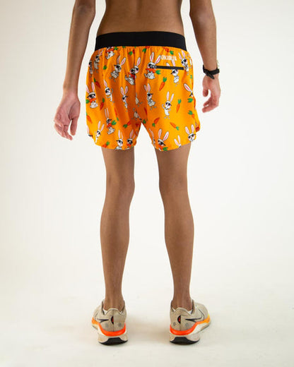 Men's Bad Bunny 4" Half Split Shorts (Orange) - ChicknLegs