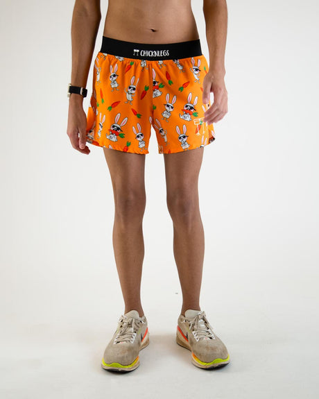 Men's Bad Bunny 4" Half Split Shorts (Orange) - ChicknLegs