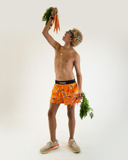 Men's Bad Bunny 4" Half Split Shorts (Orange) - ChicknLegs