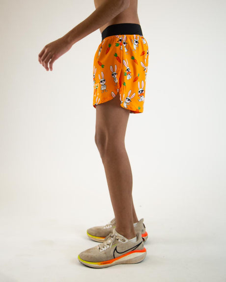 Men's Bad Bunny 4" Half Split Shorts (Orange) - ChicknLegs