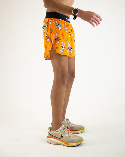 Men's Bad Bunny 4" Half Split Shorts (Orange) - ChicknLegs