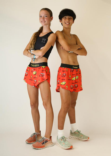 Men's Cars 4" Half Split Shorts (Red) - ChicknLegs