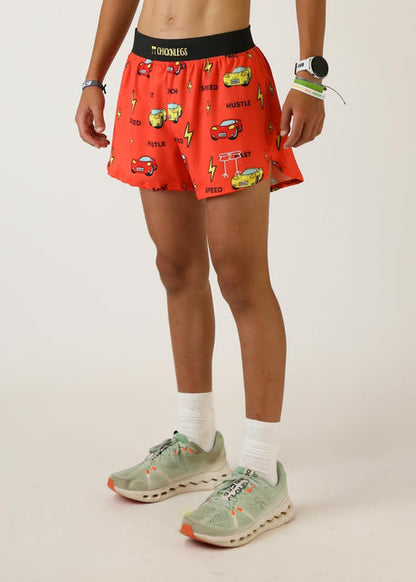 Men's Cars 4" Half Split Shorts (Red) - ChicknLegs