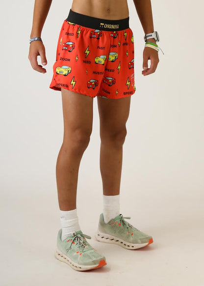 Men's Cars 4" Half Split Shorts (Red) - ChicknLegs