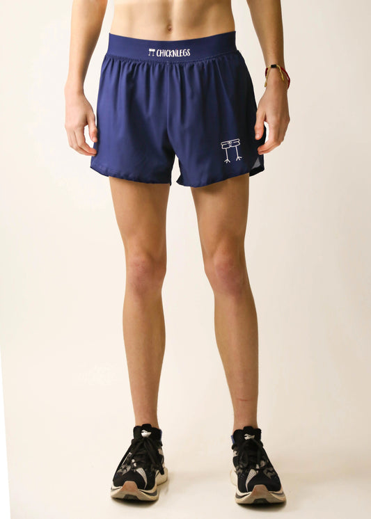 Men's Navy Blue 4" Half Split Shorts - ChicknLegs