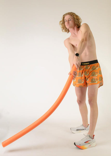 Men's Snails Pace 4" Half Split Shorts (Orange)  - ChicknLegs