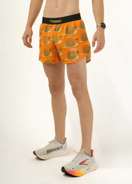 Men's Snails Pace 4" Half Split Shorts (Orange)  - ChicknLegs