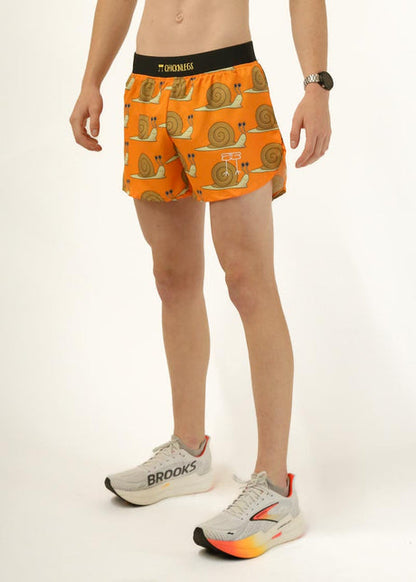 Men's Snails Pace 4" Half Split Shorts (Orange)  - ChicknLegs