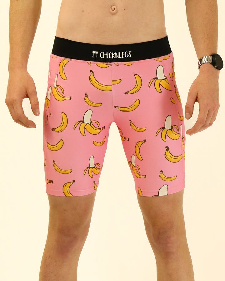 Men's Pink Bananas 8" Half Tights - ChicknLegs
