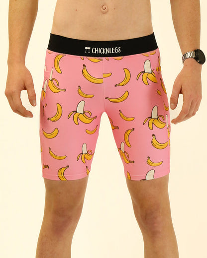 Men's Pink Bananas 8" Half Tights - ChicknLegs