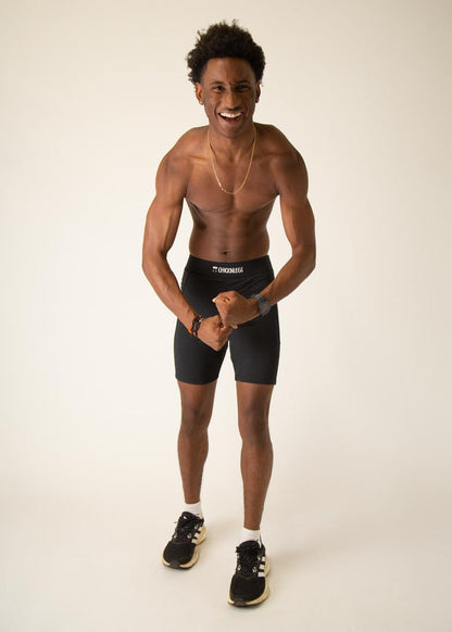 Men's Black 8" Half Tights - ChicknLegs