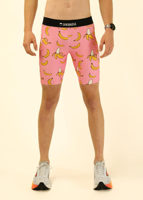 Men's Pink Bananas 8" Half Tights - ChicknLegs