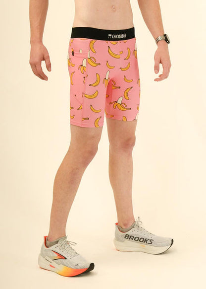 Men's Pink Bananas 8" Half Tights - ChicknLegs