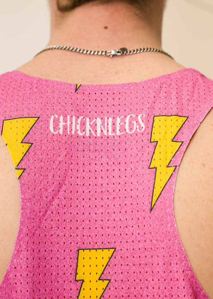 Men's Pink Bolts Performance Singlet - ChicknLegs