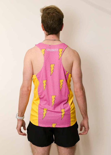 Men's Pink Bolts Performance Singlet - ChicknLegs