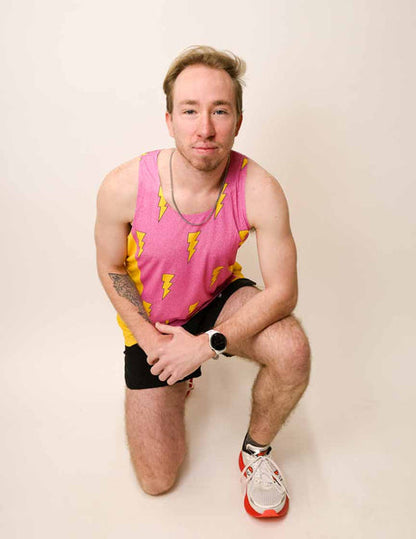 Men's Pink Bolts Performance Singlet - ChicknLegs