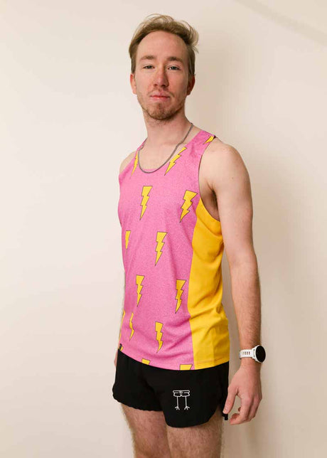 Men's Pink Bolts Performance Singlet - ChicknLegs