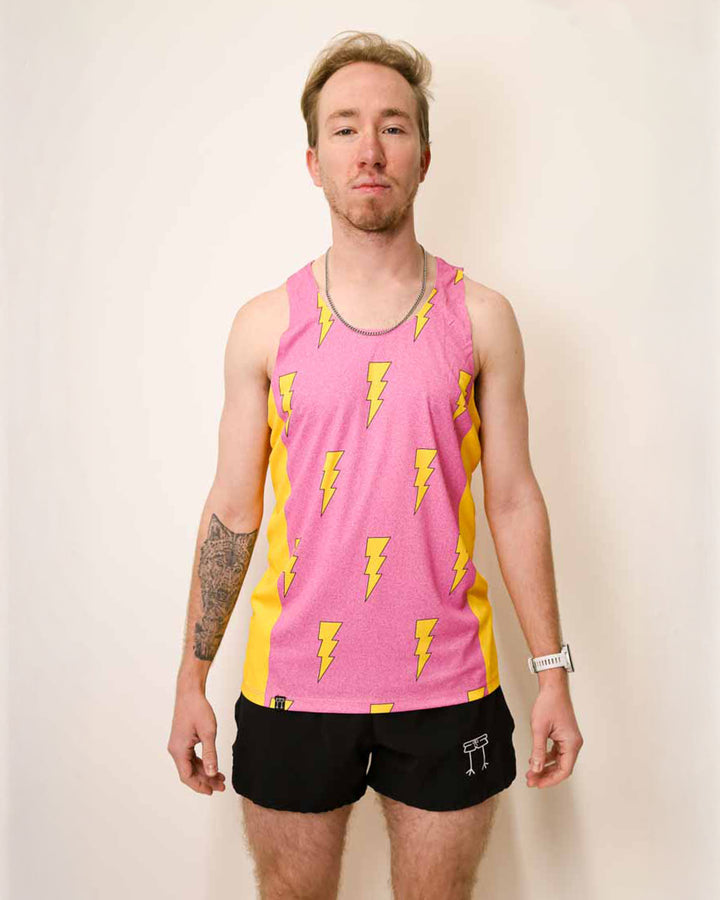 Men's Pink Bolts Performance Singlet - ChicknLegs