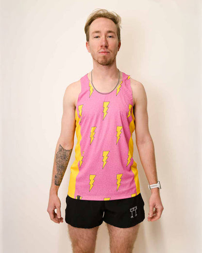 Men's Pink Bolts Performance Singlet - ChicknLegs