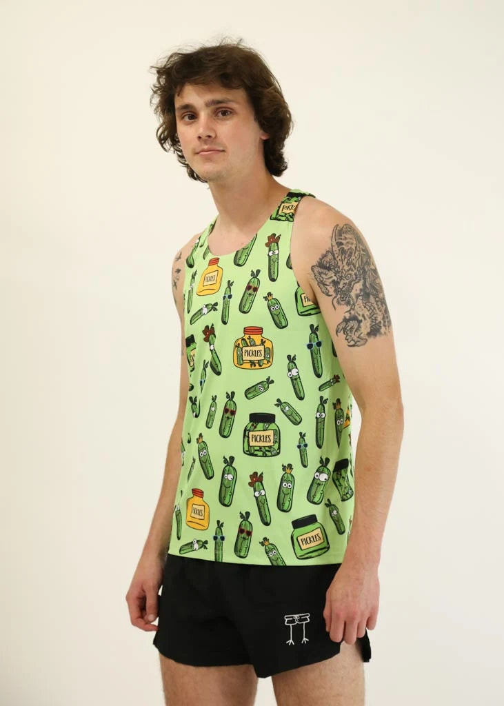 Men's Pickles Performance Singlet (Green) - ChicknLegs