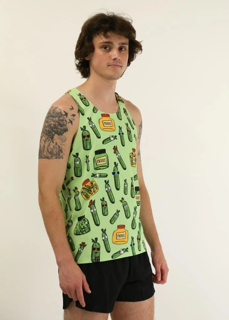 Men's Pickles Performance Singlet (Green) - ChicknLegs