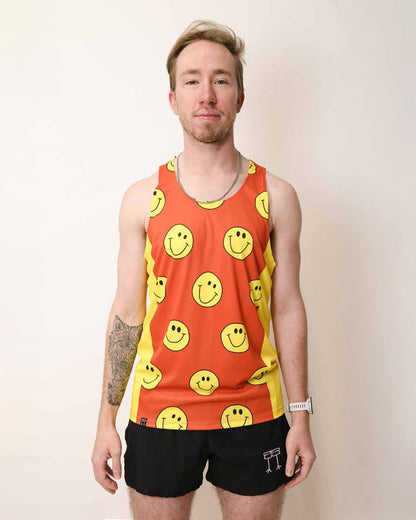 Men's Smileys Performance Singlet (Orange) - ChicknLegs