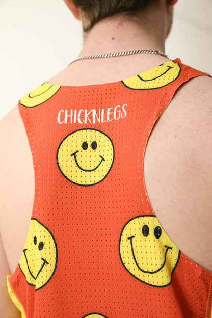 Men's Smileys Performance Singlet (Orange) - ChicknLegs