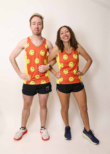 Men's Smileys Performance Singlet (Orange) - ChicknLegs