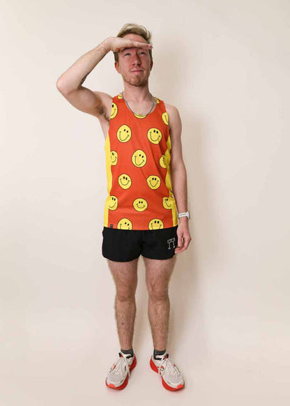 Men's Smileys Performance Singlet (Orange) - ChicknLegs