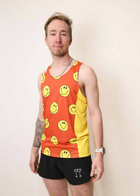 Men's Smileys Performance Singlet (Orange) - ChicknLegs