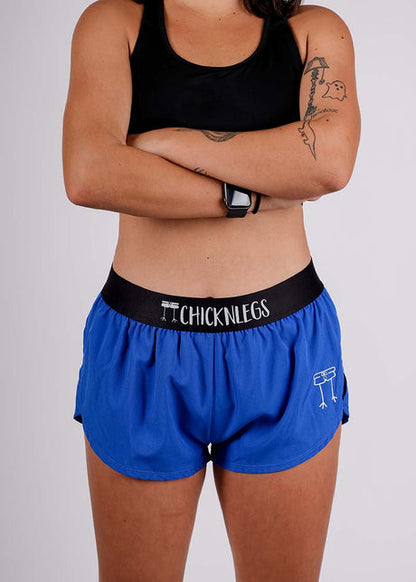 Women's Royal Blue 1.5" Split Shorts (Large) - ChicknLegs Triathlete Store