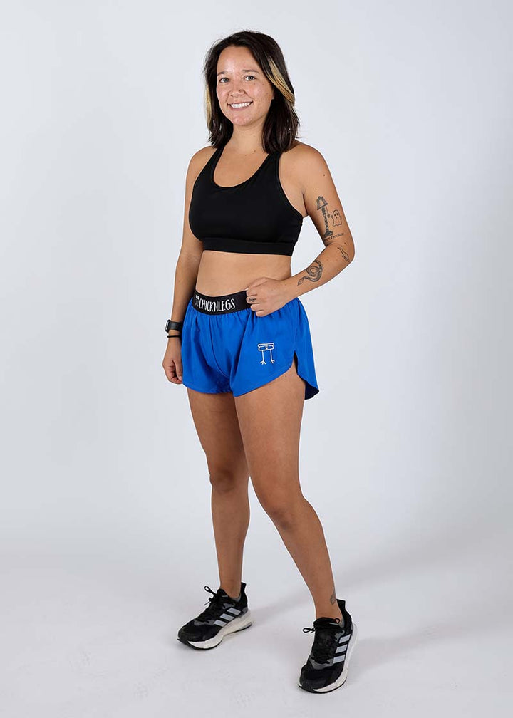 Women's Royal Blue 1.5" Split Shorts (Large) - ChicknLegs Triathlete Store