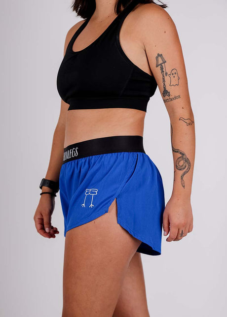 Women's Royal Blue 1.5" Split Shorts (Large) - ChicknLegs Triathlete Store