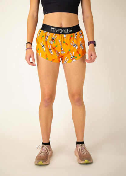 Women's Bad Bunny 1.5" Split Shorts (Orange) - ChicknLegs